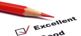 quality survey form with red pencil showing marketing concept