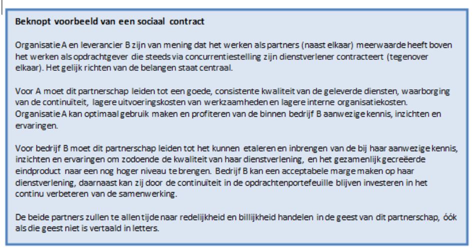 Sociaal contract, zeer waardevol naast juridisch inkoopcontract