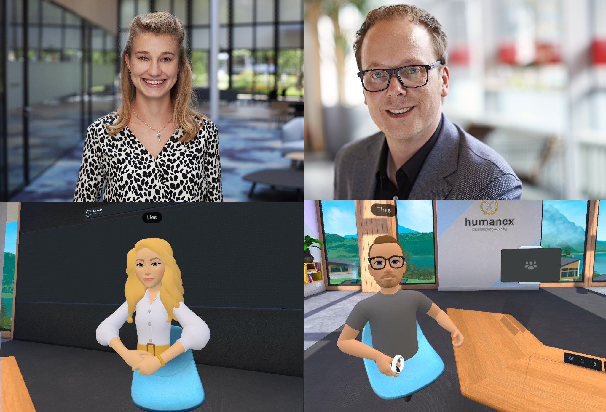 Lies Hovestadt en Thijs van der Spil en hun avatars