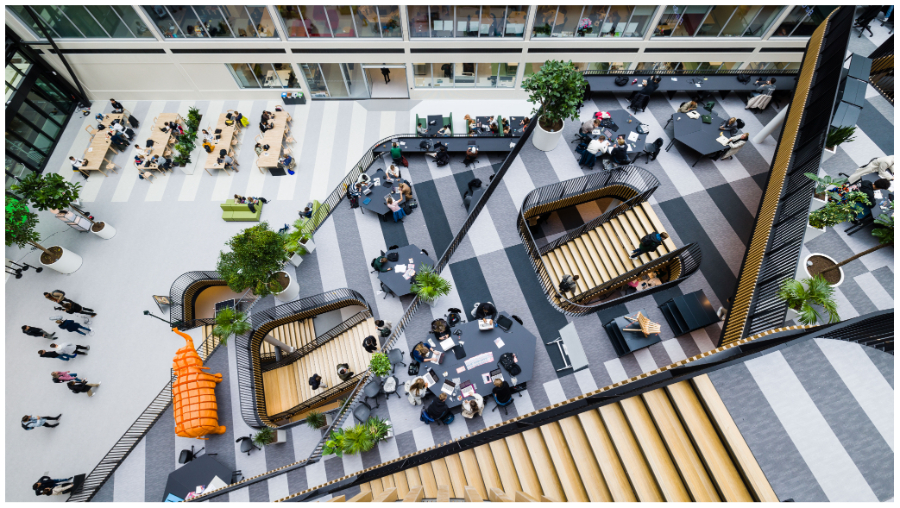 In het Jacoba Mulderhuis is het transparante ontwerp goed zichtbaar vanaf het bovenaanzicht