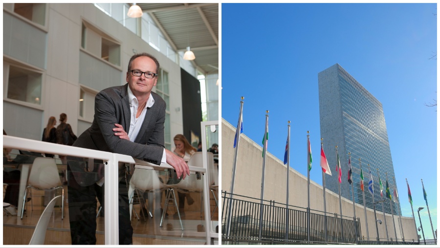 Mark Mobach (foto: Rogier Veldman) en HQ UN in New York