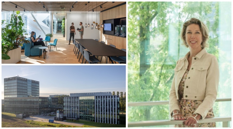Nathalie Starink (Genmab): ‘Ons uitgangspunt is dat je geconcentreerd werk gewoon in de open kantooromgeving doet. Waarom heb je anders een bureau? Foto's links: Lucas van der Wee. 