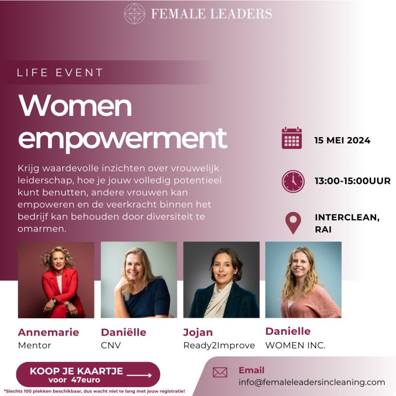 Sprekers Interclean event Female Leaders in Cleaning bekend