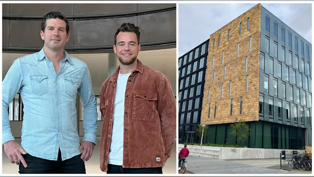 Daaf Serné (links) en Wilco Poppelier van Miro. : ‘Als de organisatie daarom vraagt kunnen we heel makkelijk schuiven met de neighbourhoods. De inrichtingselementen zijn heel makkelijk te verwisselen en daarmee zijn we maximaal flexibel.'