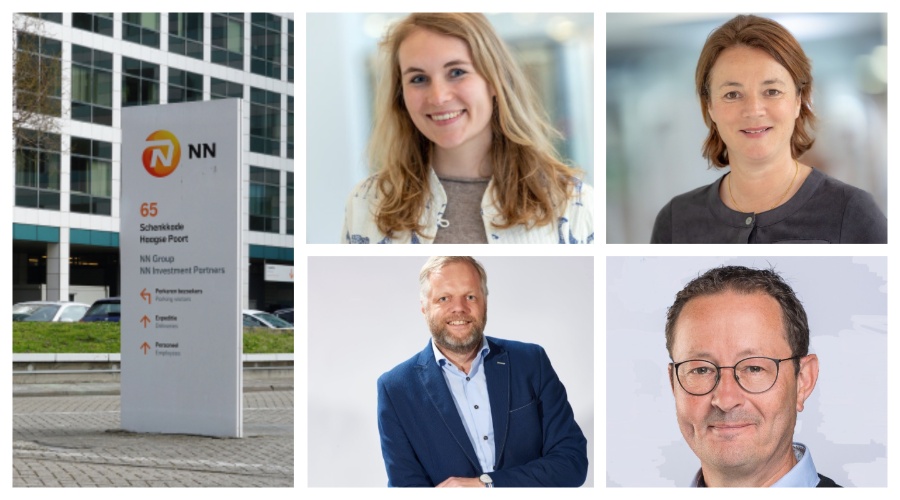 V.l.n.r. Denise Heijers-Blommers (Nationale Nederlanden) ,Michelle Meier Mattern (Nationale Nederlanden, Willem Sterkenburg, (Renewi EcoSmart) en Patrick van der Sanden (Renewi EcoSmart).