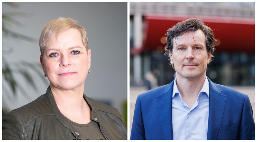 Anita Swinkels (Manager Facilities bij Fontys Hogeschool) en Joost Muiser (Adjunct Directeur Facilitaire Zaken & IT Haagse Hogeschool).