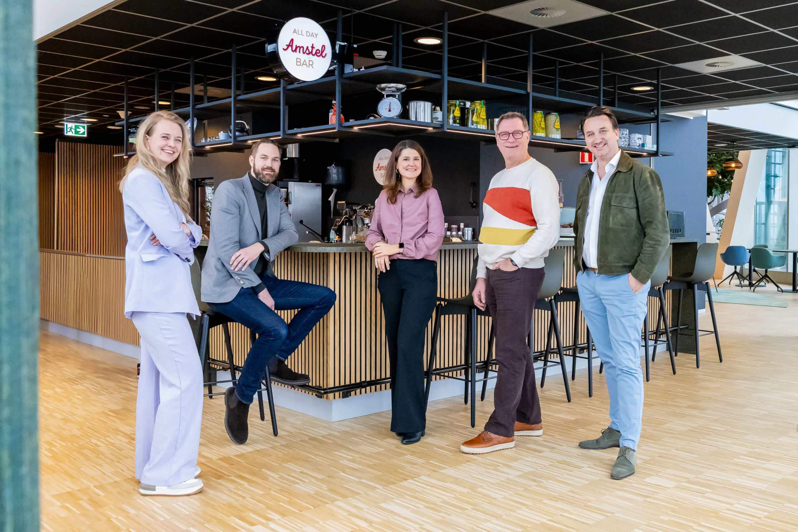 Projectteam vlnr: Anne van der Meer (Heyday), Jarco Verboom (installatieadvies), Dieuwertje de Block, Henk Schouten (Hospitality Group) en Danny van Stiphout. (Beeld: Rylana van de Marel)