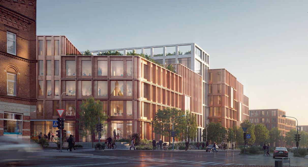 Impresssie van De Wood Hub. Beeld: CF Møller Architects.