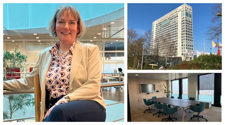 Nathalie van Woensel, manager Facilitair bij Provincie Utrecht, over de toegevoegde waarde van kantoor. 'Je hebt het contact nodig om andere mensen te horen en tegengeluid te krijgen, dat is lastig als je achter je laptop zit.'