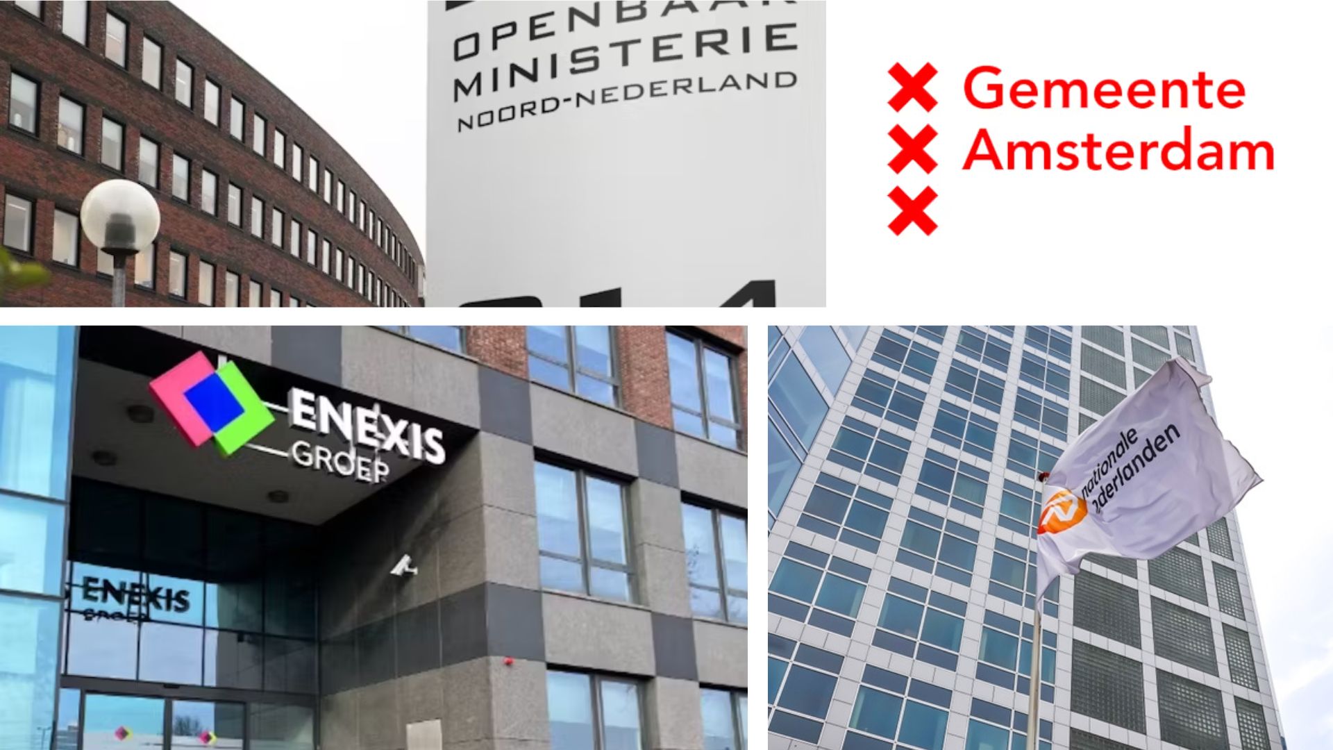 Openbaar Ministerie, Gemeente Amsterdam, Enexis en Nationale Nederlanden