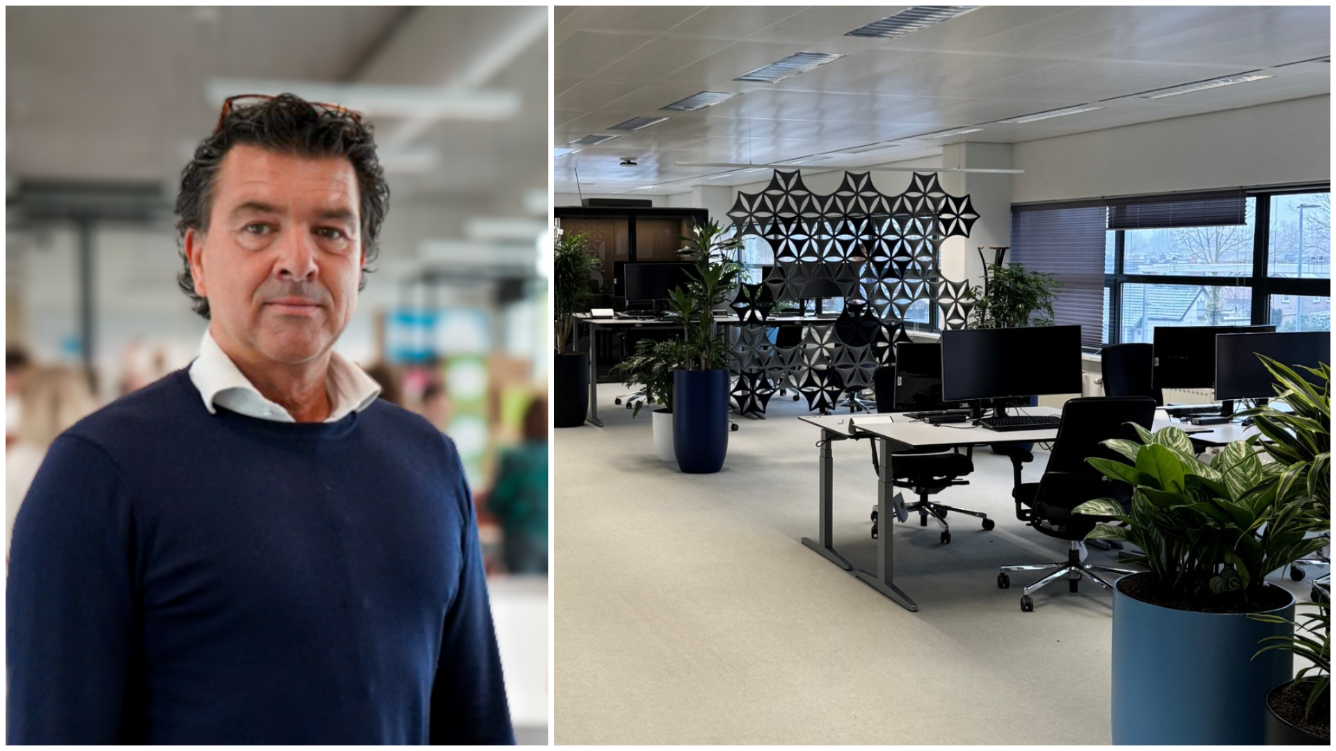 Paul Pegels. Rechts werkplekken op het Rijksontmoetingsplein in Assen