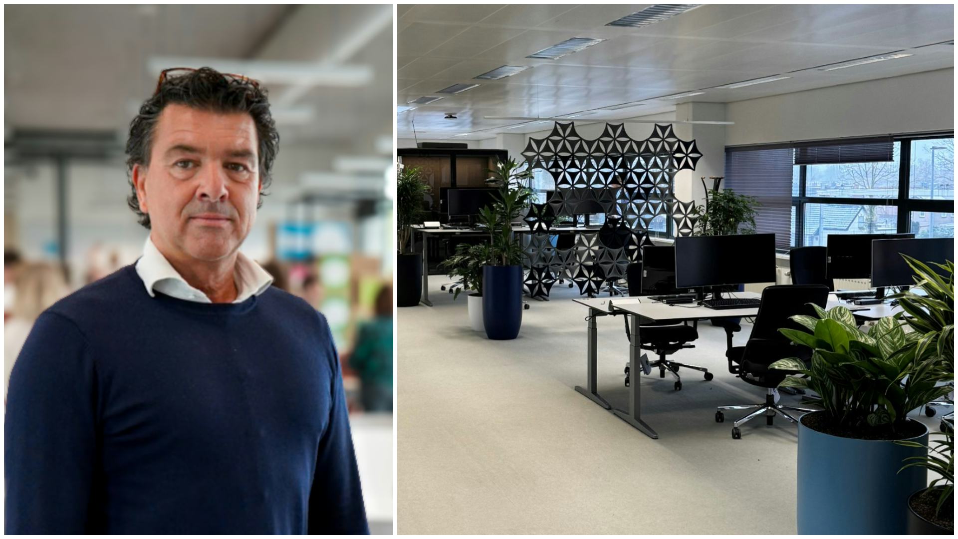 Paul Pegels. Rechts werkplekken op het Rijksontmoetingsplein in Assen