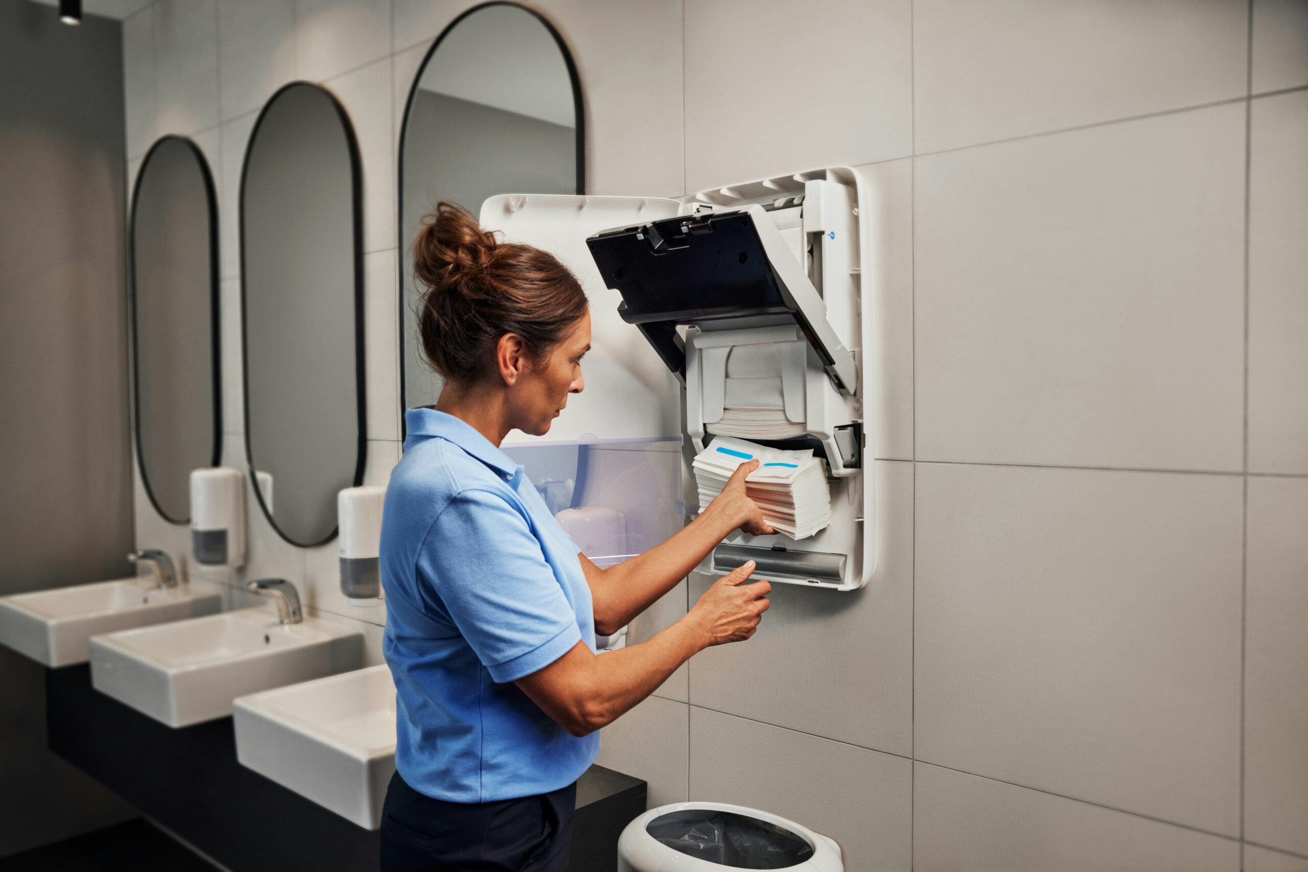 'Het Tork PeakServe-systeem kan tot 600 extra bezoekers bedienen voordat het opnieuw moet worden bijgevuld.'