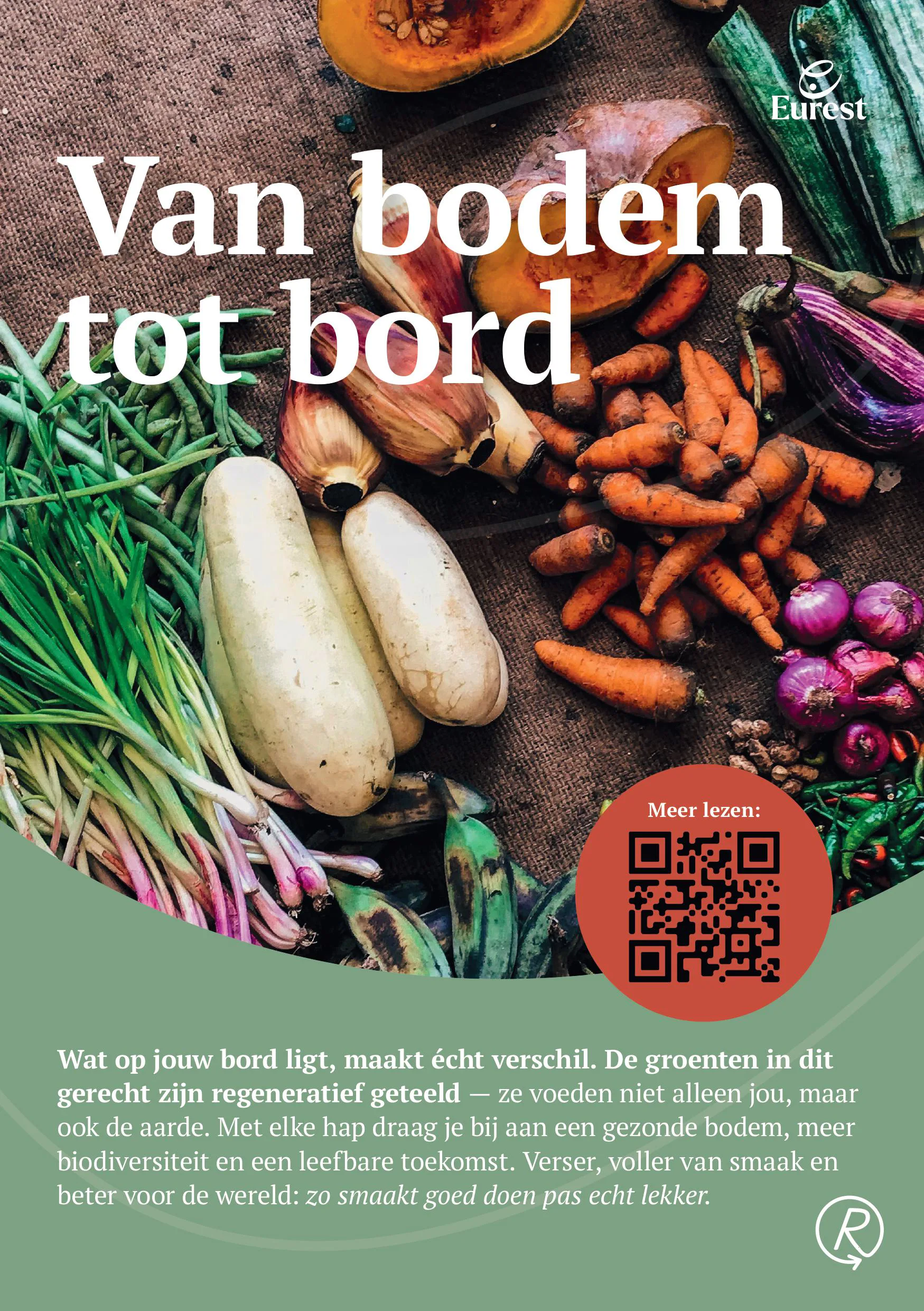 Flyer die bij de regeneratieve saladebar van Avans wordt getoond.