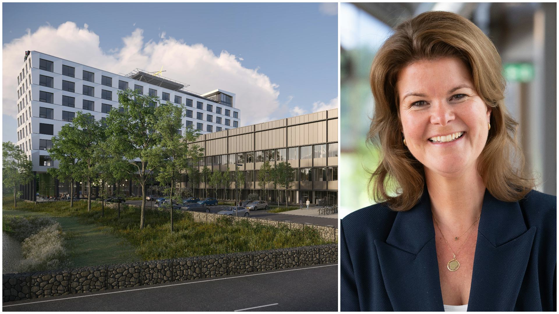 Render van het nieuwe gebouw van het ETZ (via Gortemaker Algra Feenstra). Foto rechts: Kim Boots