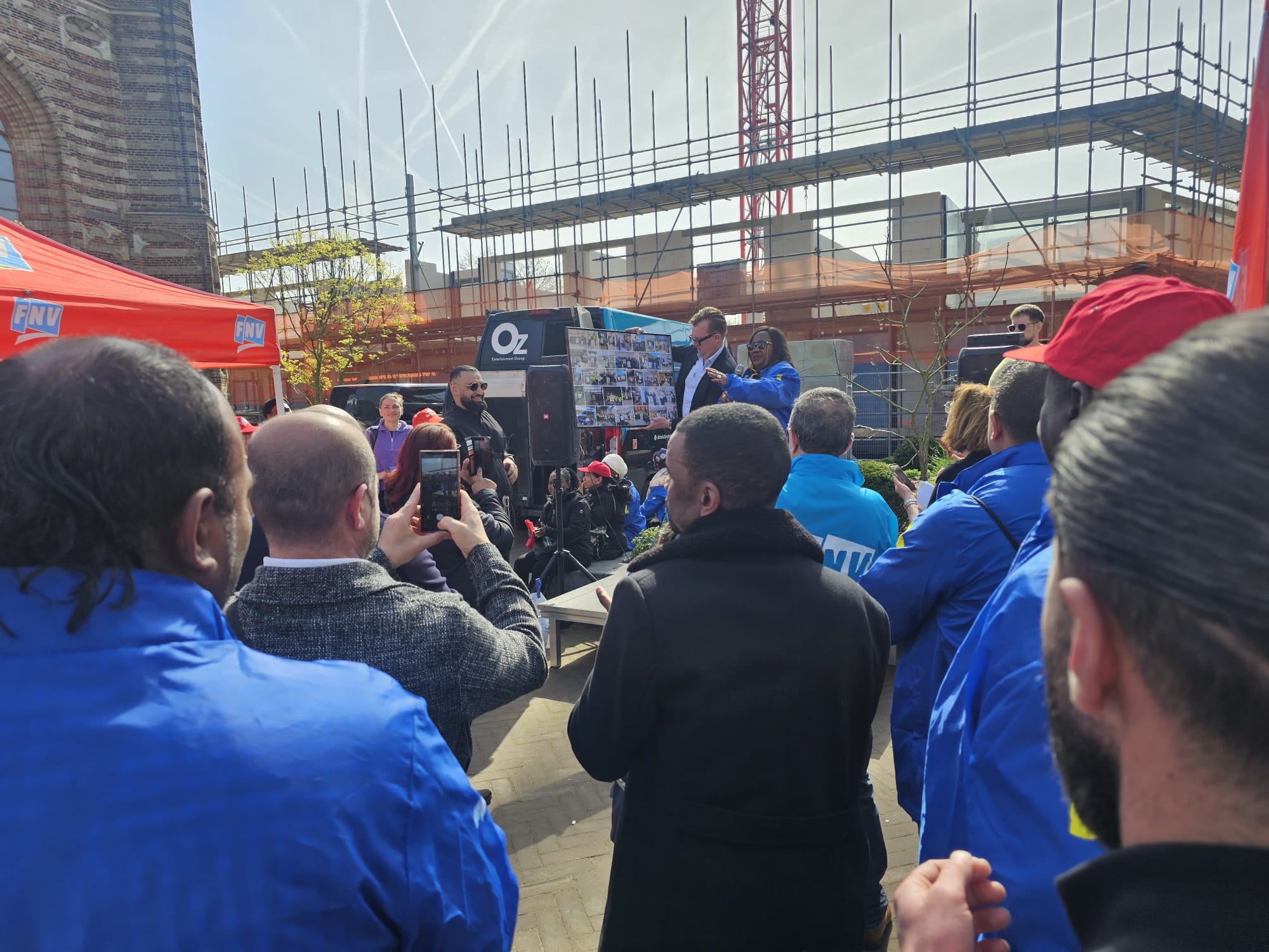 De actie van FNV in het centrum van Sint-Michielsgestel 