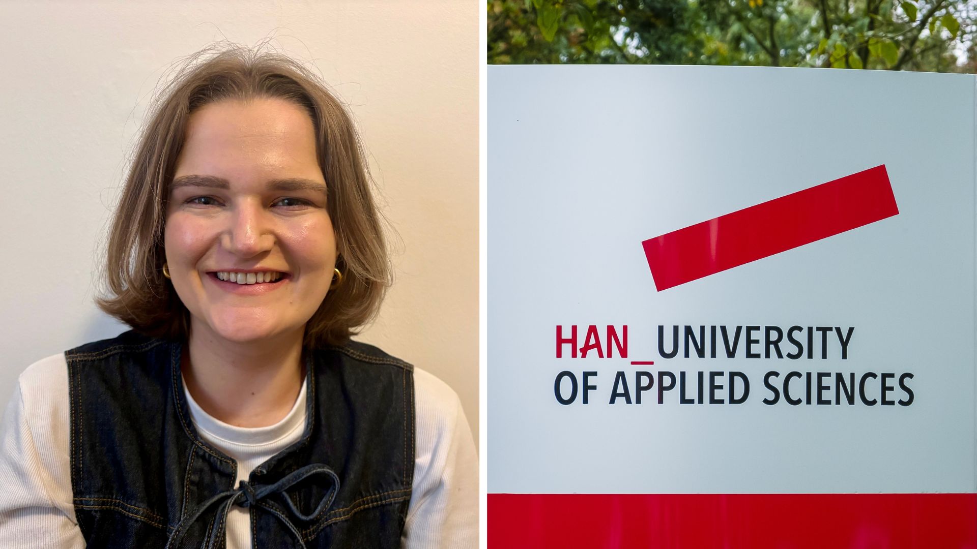 Links: Giulia Checchi. Rechts: Hogeschool van Arnhem en Nijmegen, foto door ANP / Hollandse Hoogte / Marcel Krijgsman.